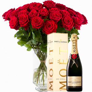 Rosen mit Champagner