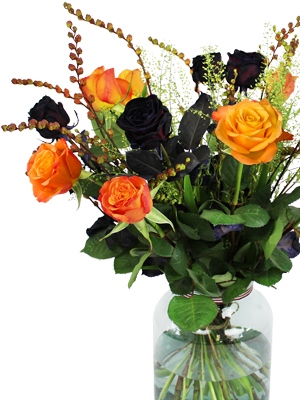 Rosen zum Halloween Herbststrauß