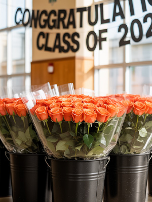 Orange Rosen f&uuml;r Diplomafeier